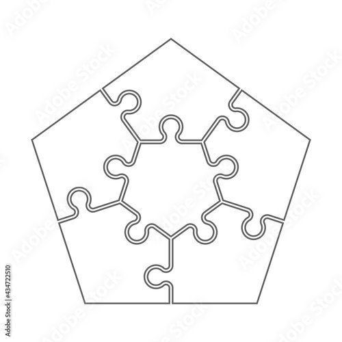 Five piece puzzle business presentation. Circle infograph. 5 step process diagram. Five section compare banner.