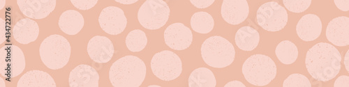 Abstract texture circle border. Cute vector seamless repeat banner of hand drawn textured spots.