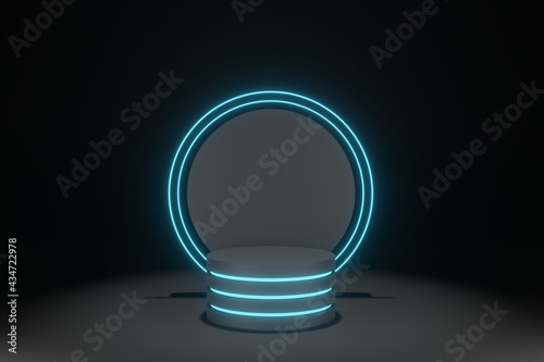 3d rendering illustration of podium display showcase for product placement in minimal design. podium stage showcase