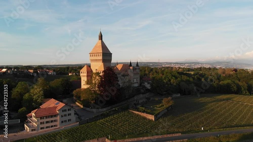 Medieval Castle among the vineyards near Geneva (Leman) lake photo