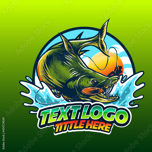 templeate logo  fishing in the wave