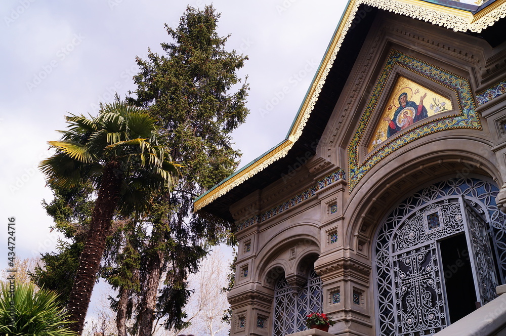 Entrance door of the Russian Orthodox Church of the Nativity in Florence, Italy