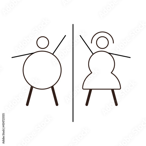 Toilet sign icon on white background. Vector illustration in flat cartoon design. Restroom sign. 