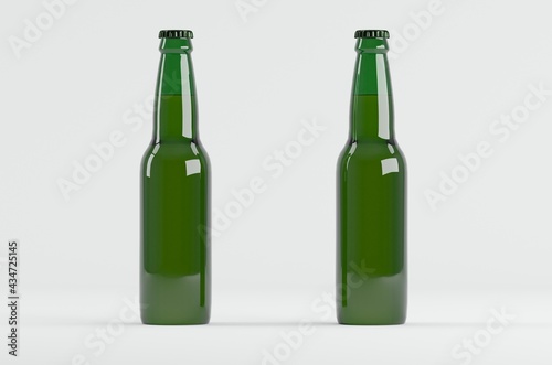 Beer Bottle Green Mockup 3D Illustration