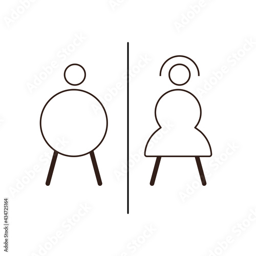Toilet sign icon on white background. Vector illustration in flat cartoon design. Restroom sign. 