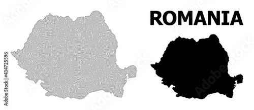 Polygonal mesh map of Romania in high resolution. Mesh lines  triangles and points form map of Romania.