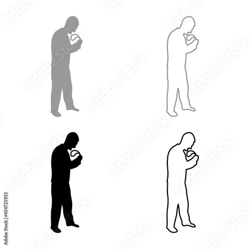 Angry man with belt in hand for punishment warns Violence in family concept Abuse idea Domestic trouble Fury male threatening victim Social problem Husband father emotionally aggression against human 