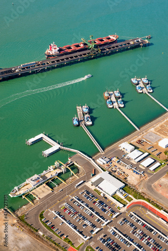 Pilot boats and RG Tanna coal wharfs in Gladstone, Queensland