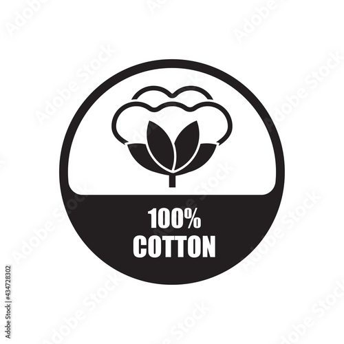 One hundred percent cotton Icon, 100% Cotton Icon isolated on white background vector illustration.