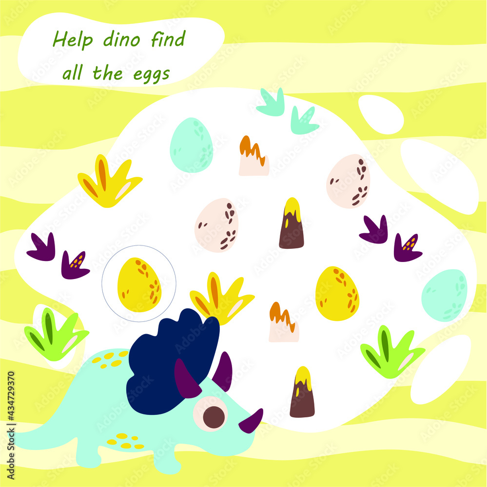 Mini game for kids. Help dino find all the eggs.