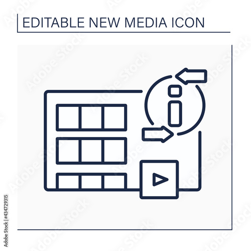 Movies line icon. Visual communication. Recording different variations of films. Interesting stories, many genres. Information space.New media concept. Isolated vector illustration.Editable stroke