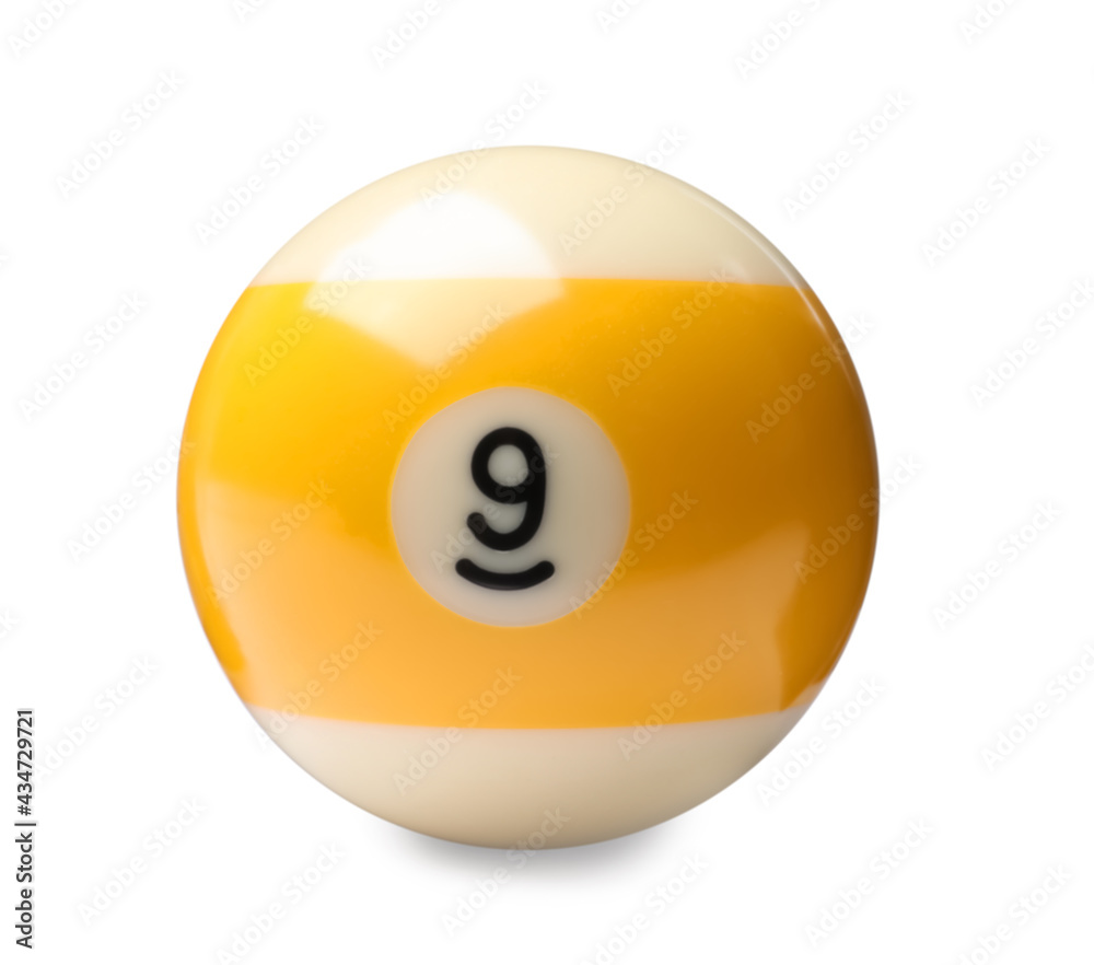 Billiard ball with number 9 isolated on white Billiard ball with number 9 isolated on white