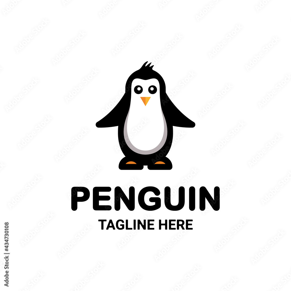 Obraz premium Simple Vector Mascot Cartoon Logo Design of Penguin