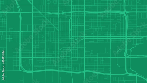 Green Phoenix city area vector background map, streets and water cartography illustration.