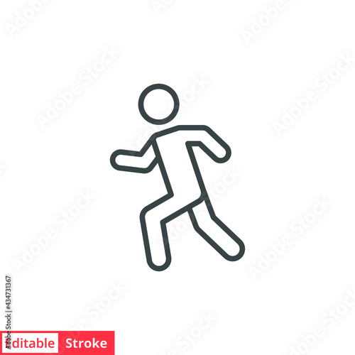 Run line icon. Simple ouline style. Active, sport, stick man run concept. Vector symbol illustration isolated on white background. Editable stroke EPS 10.