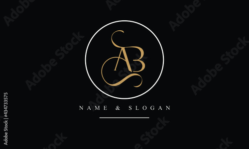 AB, BA, A, B abstract letters logo monogram