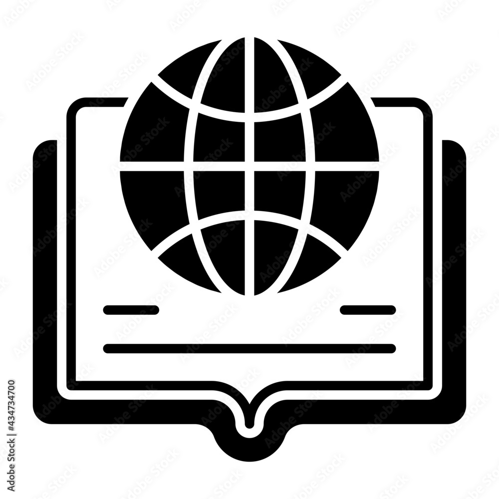 A glyph design, icon of global education A glyph design, icon of global education