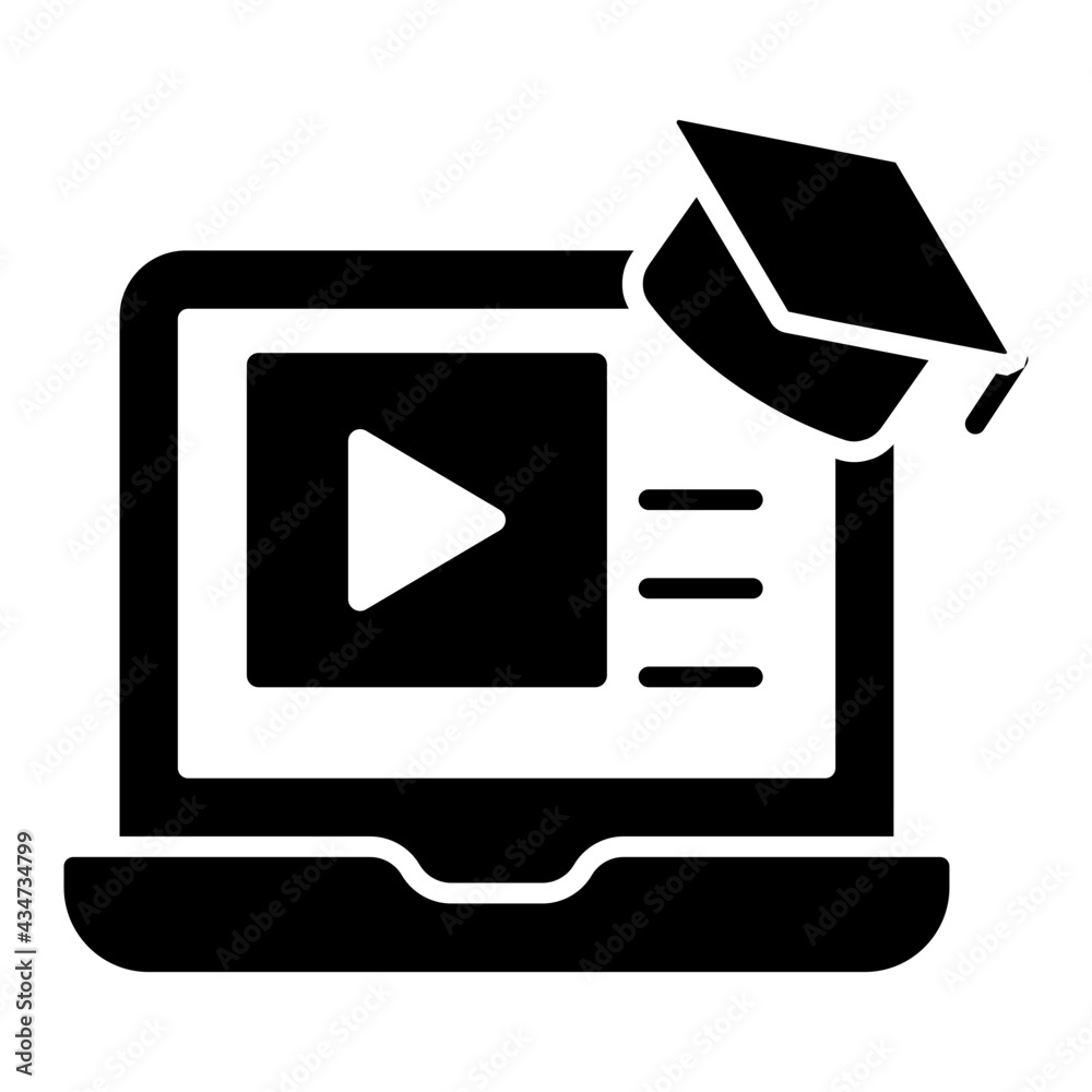 A glyph design, icon of digital education A glyph design, icon of digital education