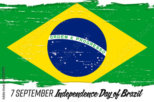 7 September Independence Day of Brazil, banner with grunge brush. Background with national country symbol.