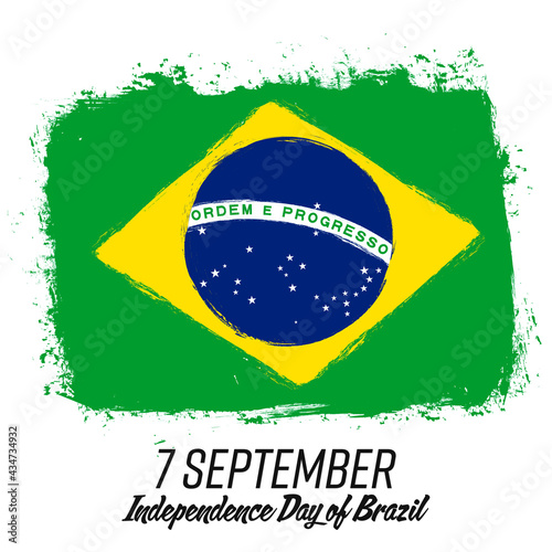7 September Independence Day of Brazil, banner with grunge brush. Background with national country symbol.