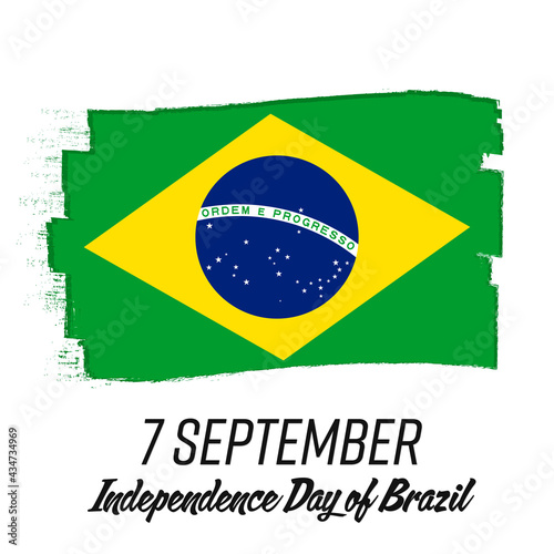 7 September Independence Day of Brazil, banner with grunge brush. Background with national country symbol.