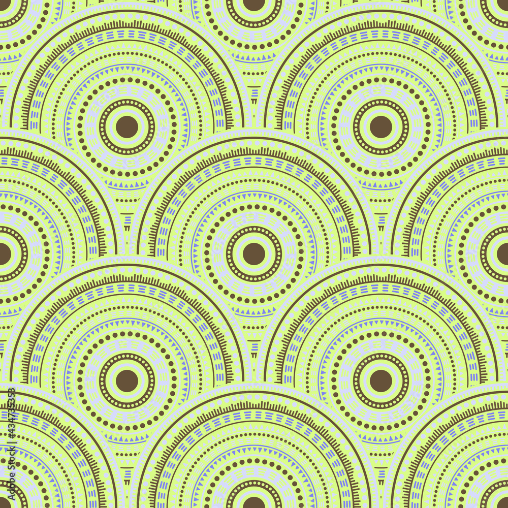 Ethnic circle shapes seamless geometric pattern. Ethnic circle shapes seamless geometric pattern.
