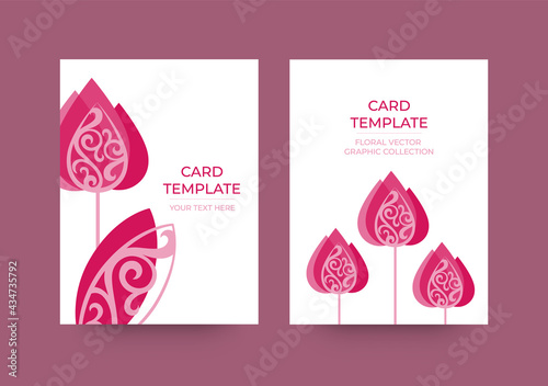 Floral card template. Vector illustration

 photo