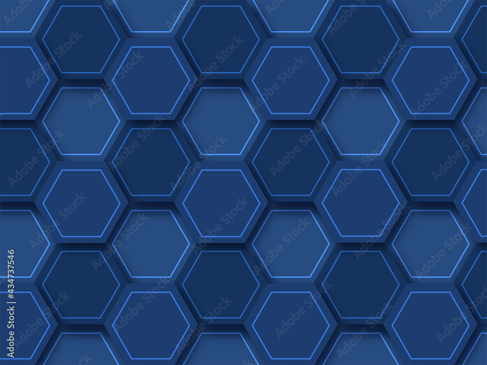 Abstract Geometric Blue Background With Hexagon Pattern. Abstract Geometric Blue Background With Hexagon Pattern.