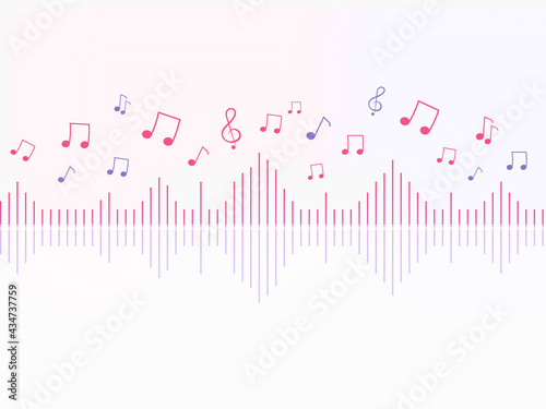 Abstract Musical Background In White And Pink Color.