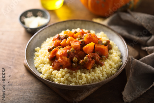Homemade vegetable curry with couscous 