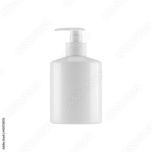 Plastic opaque cream bottle isolated on white background, 3D illustration.