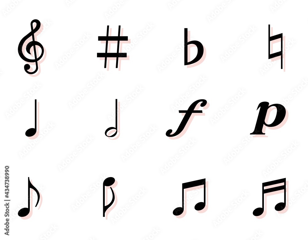 アイコンセット01 音楽のいろんな記号セット Stock Vector Adobe Stock