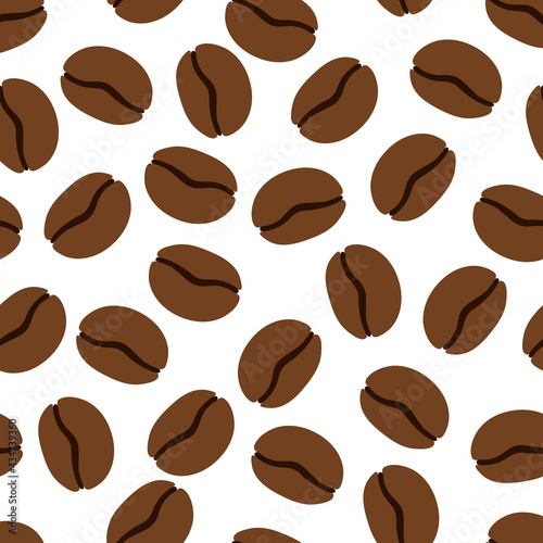 Brown coffee beans. Coffe seamless vector pattern. Suitable for wrapping paper, fabric printing, coffee shop, restaurant, cafe