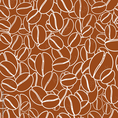 Brown coffee beans. Coffe seamless vector pattern. Suitable for wrapping paper, fabric printing, coffee shop, restaurant, cafe.