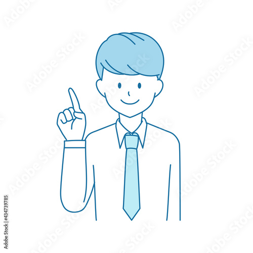 Business man pointing blue illustration