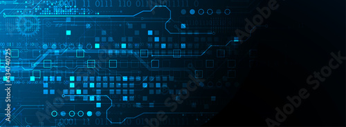 Abstract background on technological and scientific topics. Various techno details with using digital code. Vector format.