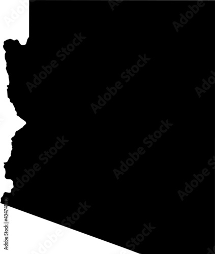 Simple black vector map of the Federal State of Arizona, USA