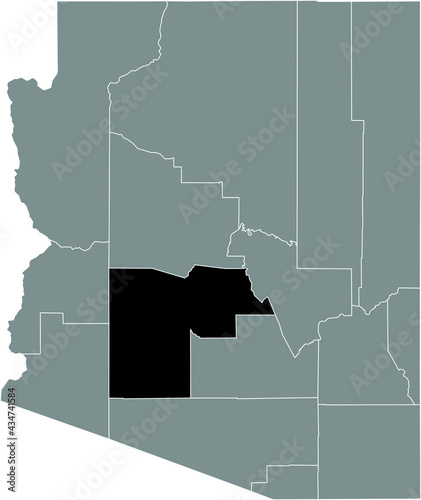 Black highlighted location map of the US Maricopa county inside gray map of the Federal State of Arizona, USA photo