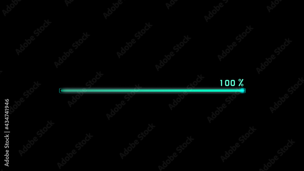 100% Futuristic Loading Bar and Transfer Download on black screen 100% Futuristic Loading Bar and Transfer Download on black screen