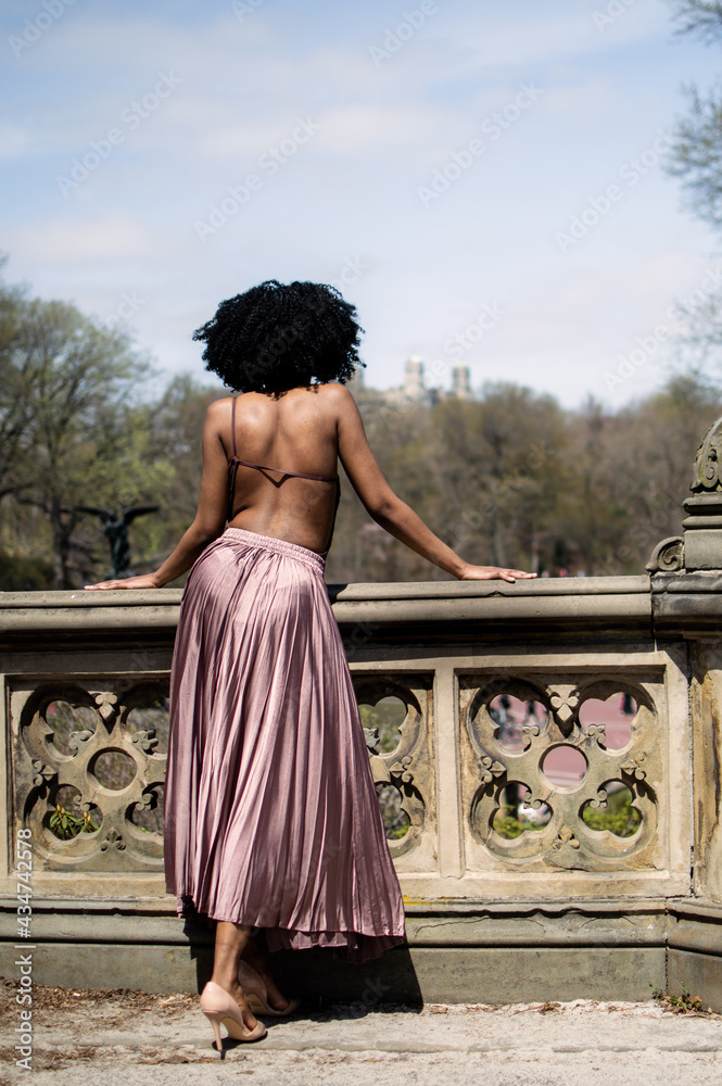 African American Fashion Model in Central Park