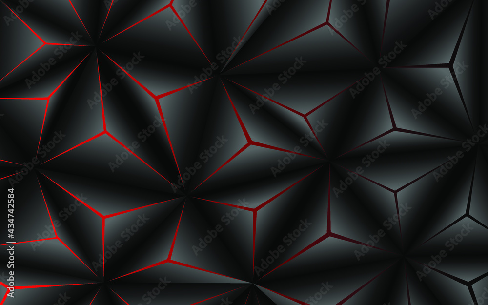 Obraz premium Abstract black polygon with glowing red line background. Modern technology innovation concept vector background.