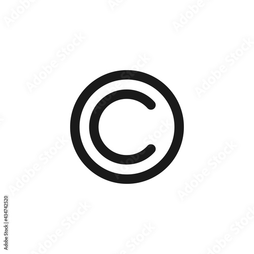 Copyright icon, C letter label for UI design button. Intellectual property protection symbol for websites and mobile apps design.