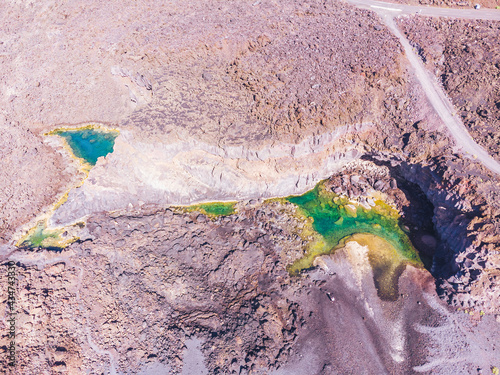 Colorfull ponds on Playa de Echentive on La Palma island. View from above photo