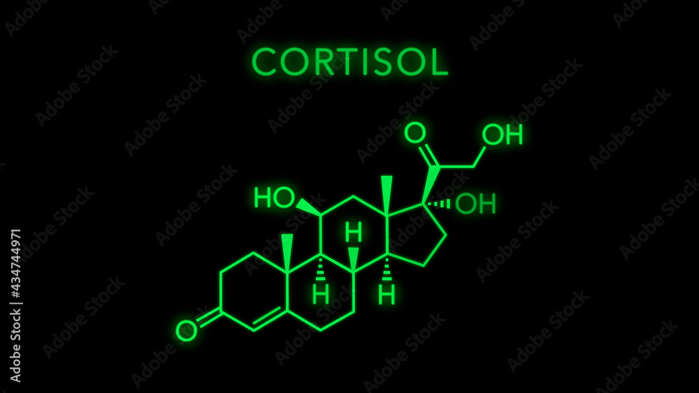 Cortisol Molecular Structure Symbol on black background Cortisol Molecular Structure Symbol on black background
