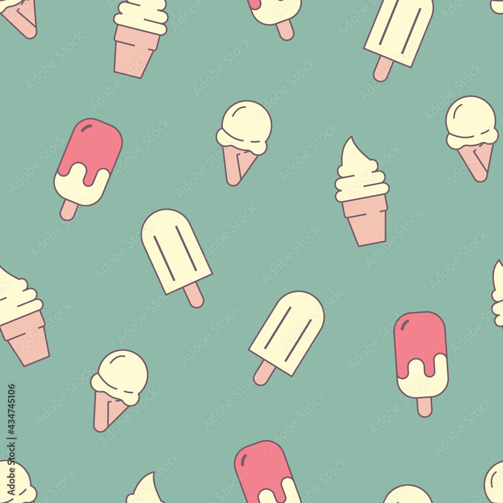 Seamless pattern of ice creams in flat style. ready to use for cloth, textile, wrap and other. Seamless pattern of ice creams in flat style. ready to use for cloth, textile, wrap and other.