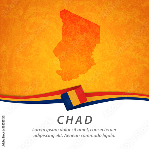 Chad flag with map photo