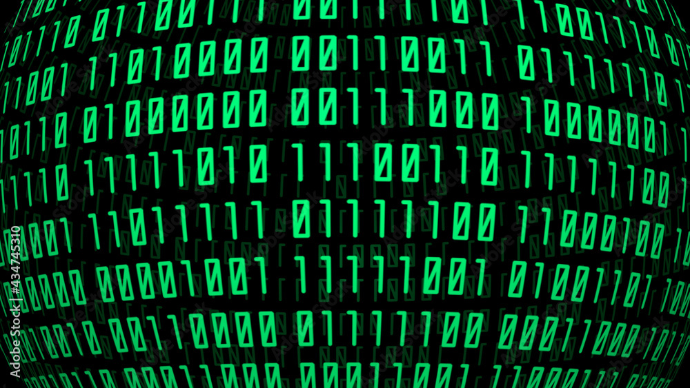 Full Sphere Binary Number on Black Background Full Sphere Binary Number on Black Background