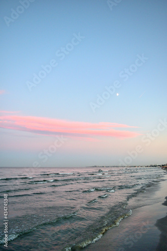 sunset on the beach - seascape, cloudscape - Navodari, Constanta county, Dobrudja, Romania, Europe, Black Sea