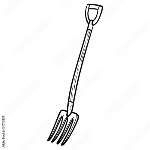 a single-colored pitchfork. isolated, comic, vector.