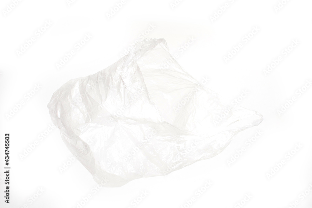 Plastic waste isolated on white background. Global environmental problem with used pet bottels and bags.